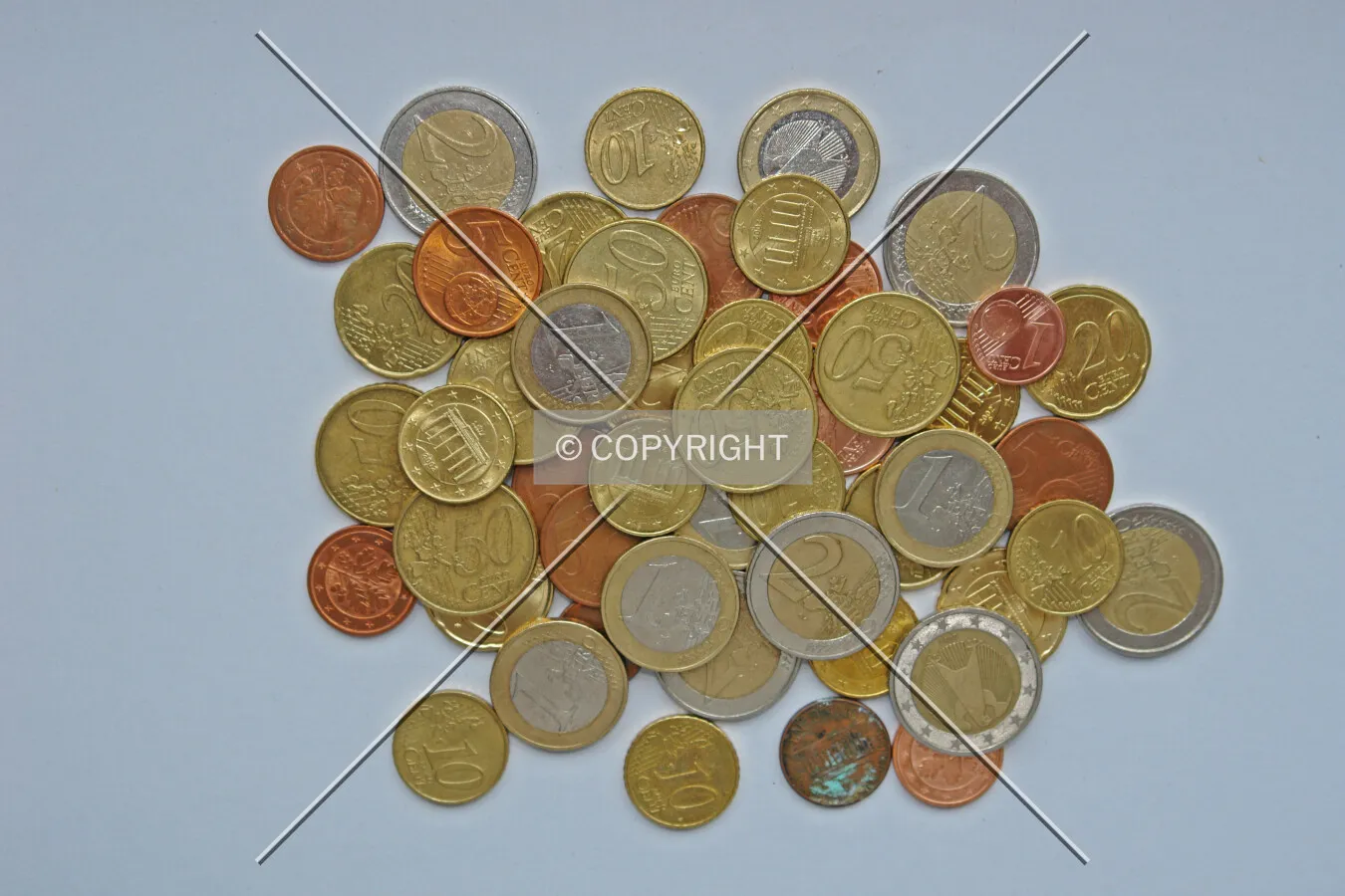 Coins on white background