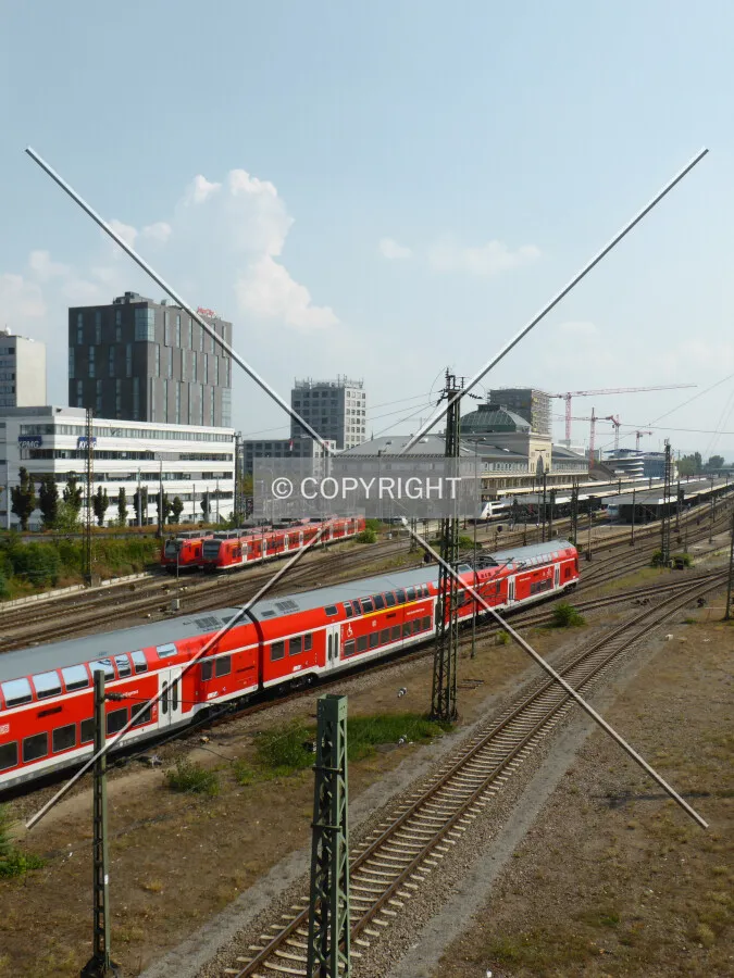 Train arriving at Mannheim main train station (Hauptbahnhof)