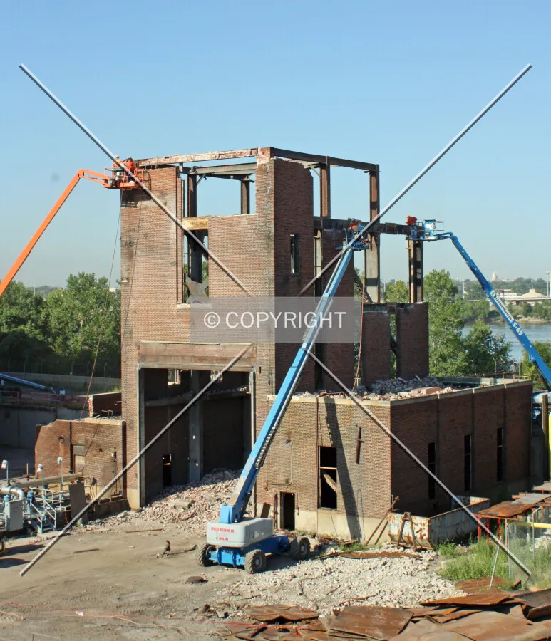 View from the northeast during demolition work; August 11, 2011