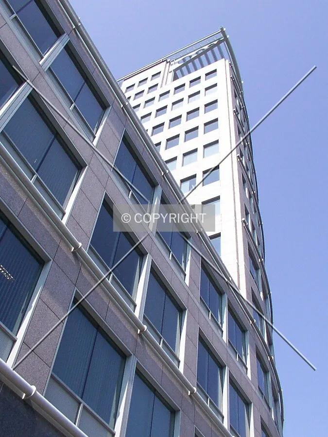 Looking up the southeast corner