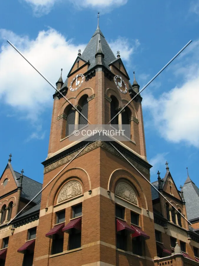 Looking up the clock tower
