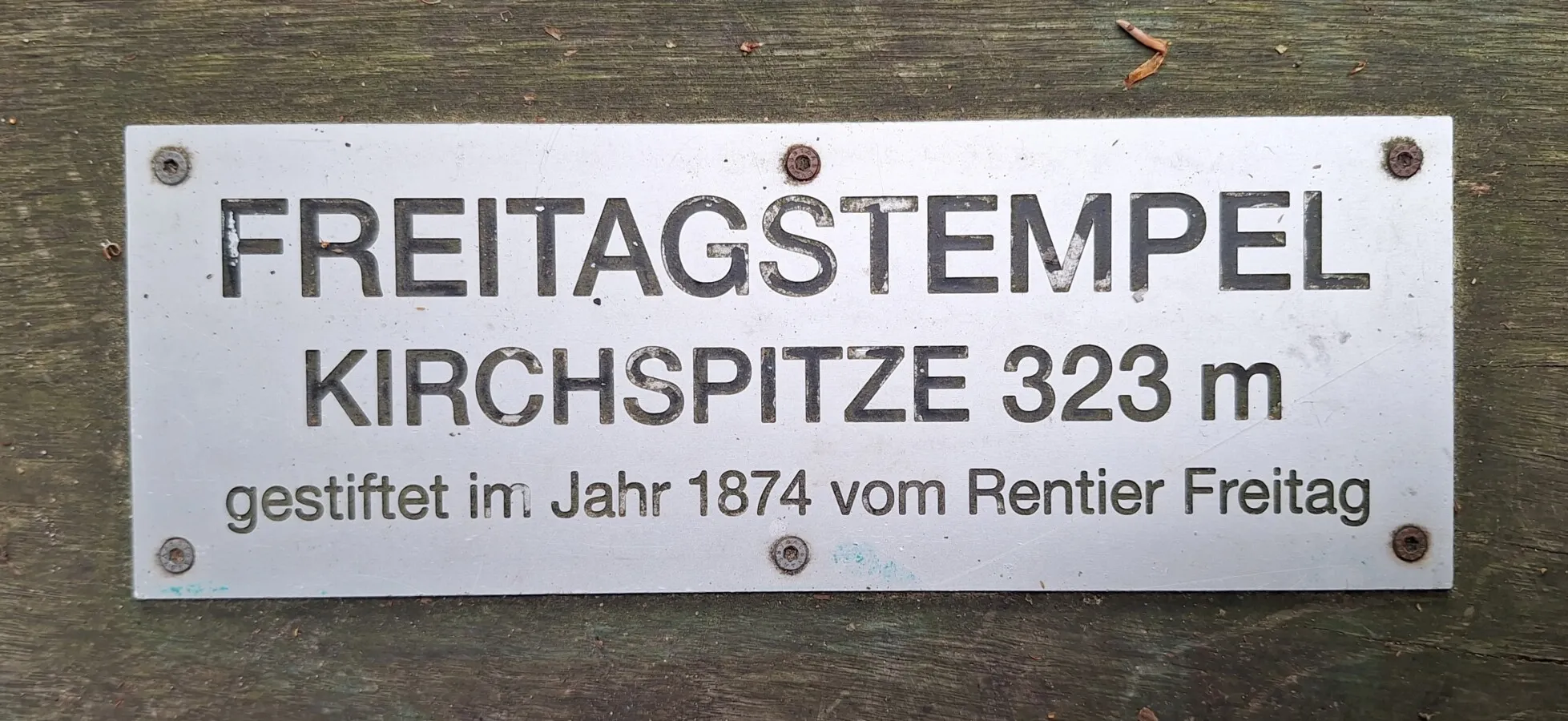 The sign on the gazebo