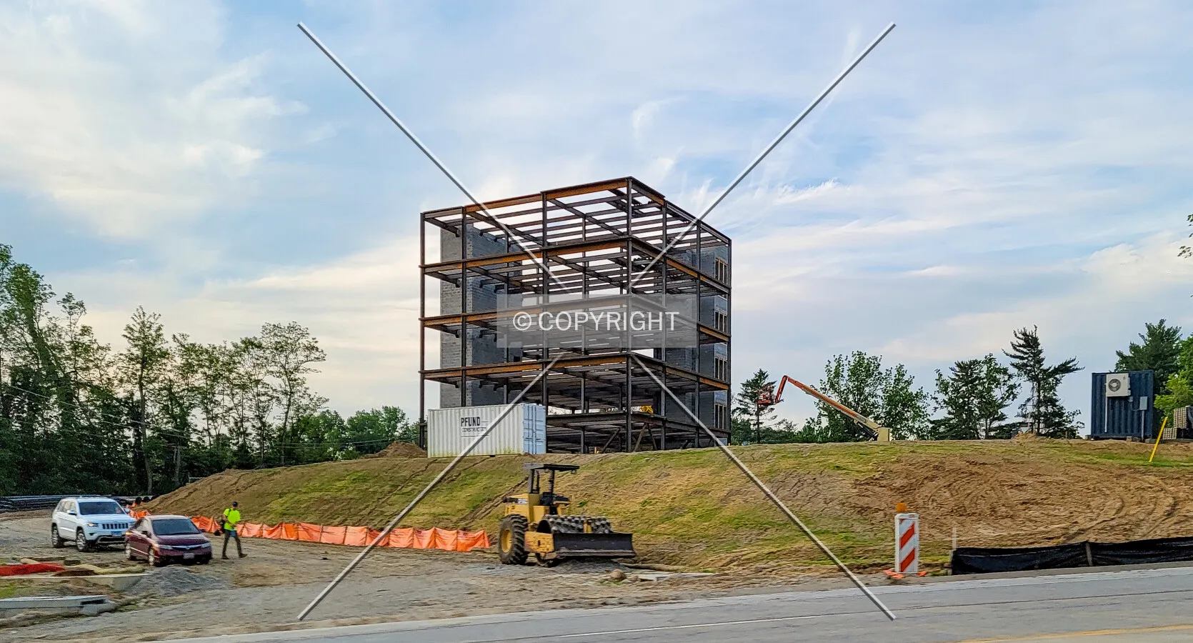 From the northeast during construction; May 24, 2021