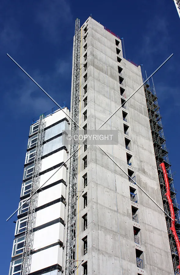 Looking up from the base