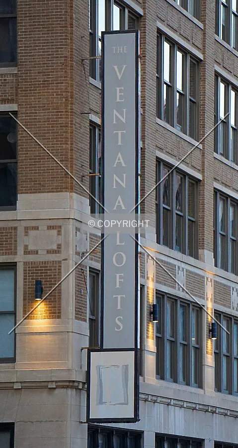 Sign on the southwest corner in the evening; November 22, 2017
