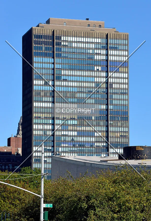 View from the southwest at 1st Avenue and 43rd Street