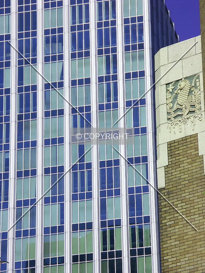 East facade with Marine Building seahorse