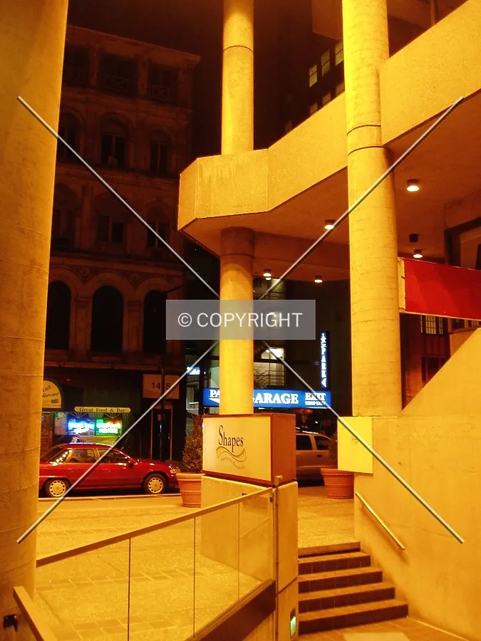 Looking out toward Locust Street from the entrance area