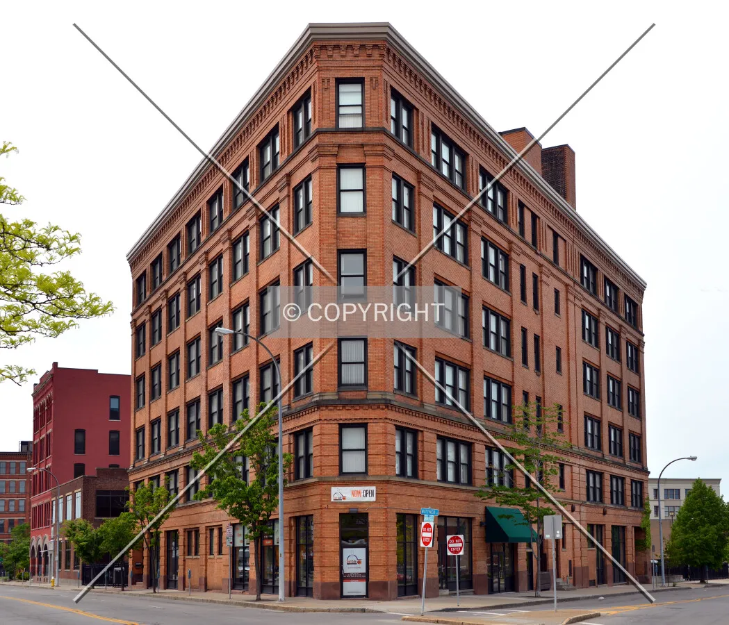 View from the east at Andrews Street and Clinton Avenue