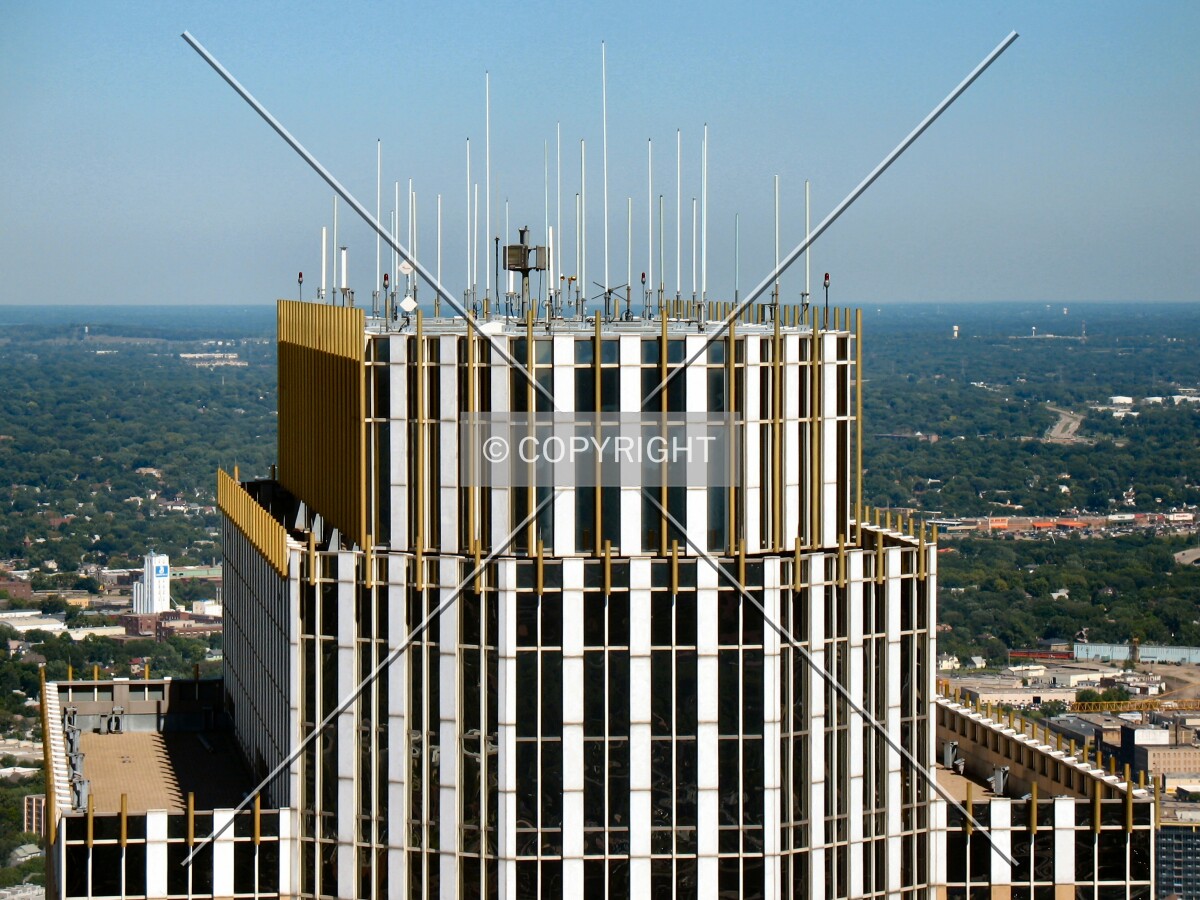 Top detail from the IDS Tower roof