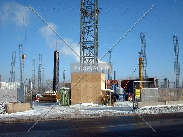 Base of the western tower crane, and rebar