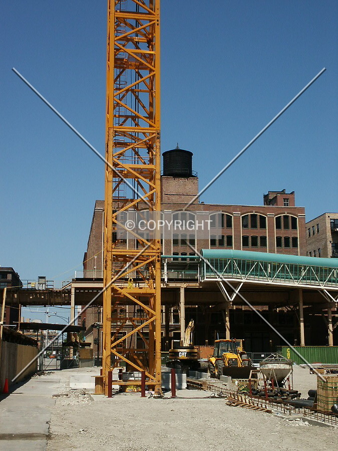 Tower crane from Jefferson Street, looking north