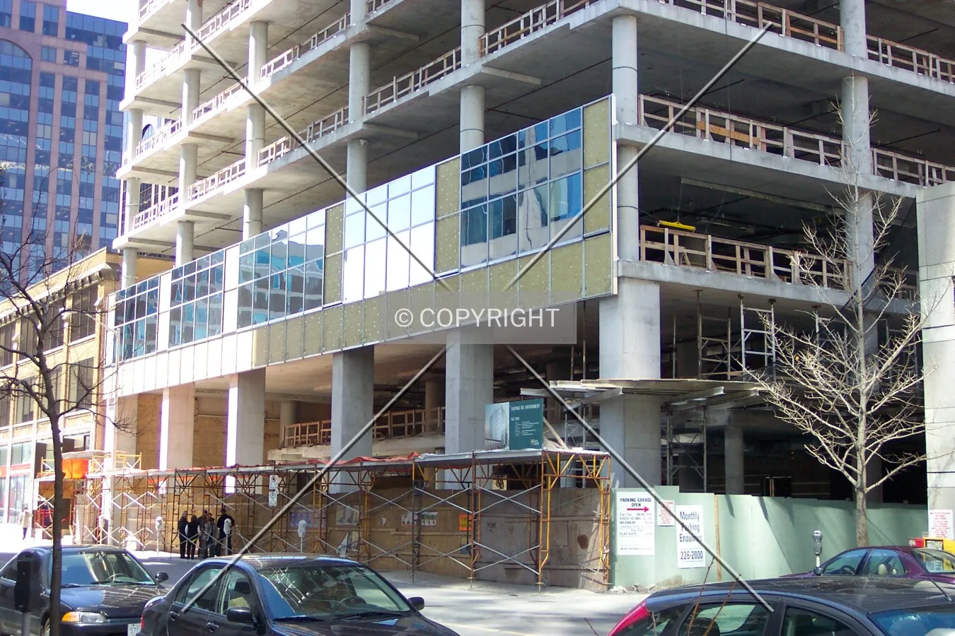 Installing the first section of the outer curtain wall
