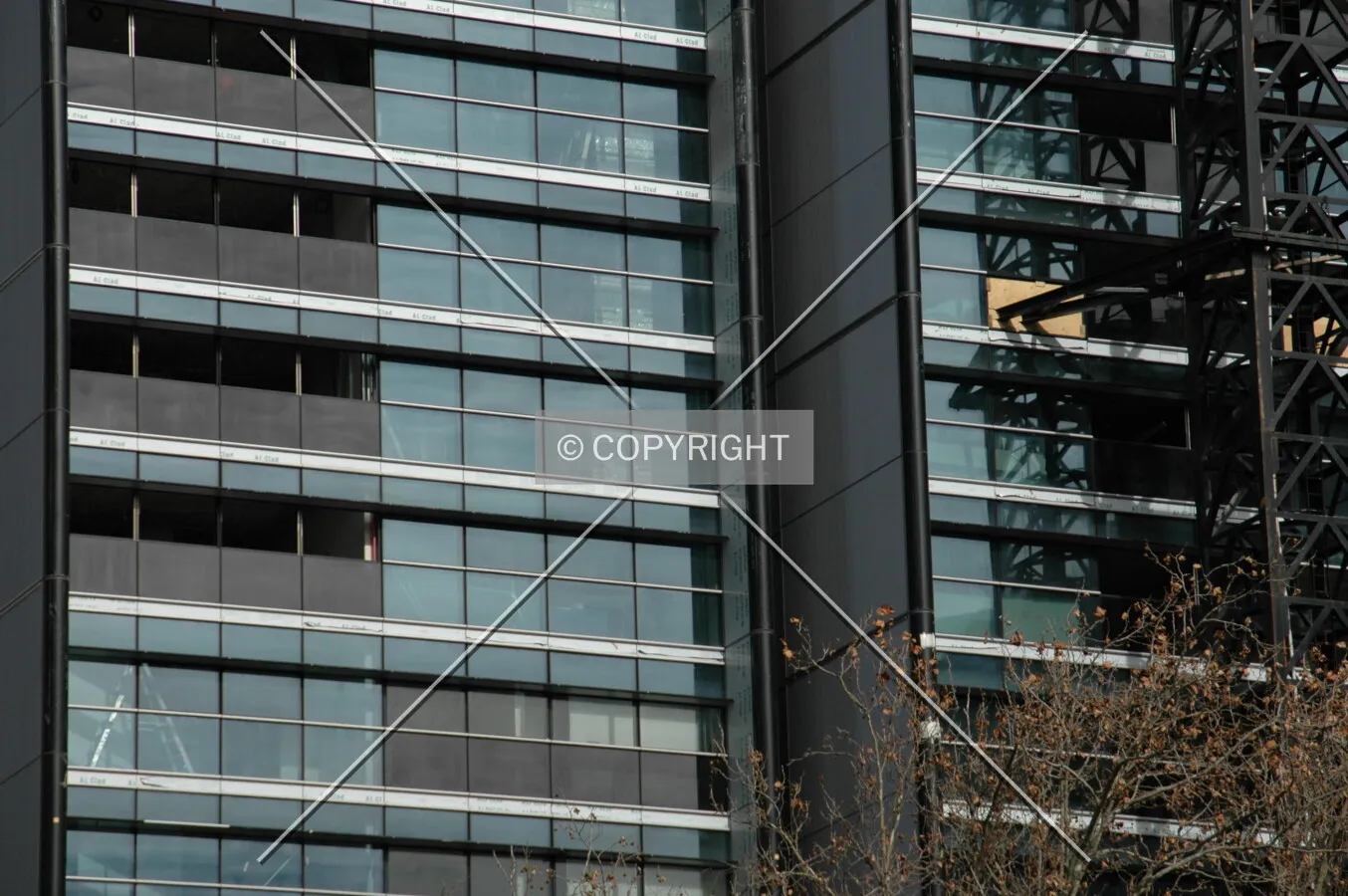 Facade panels on the lower north facade