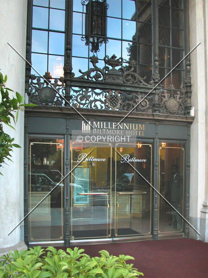 Front door along Grand Avenue