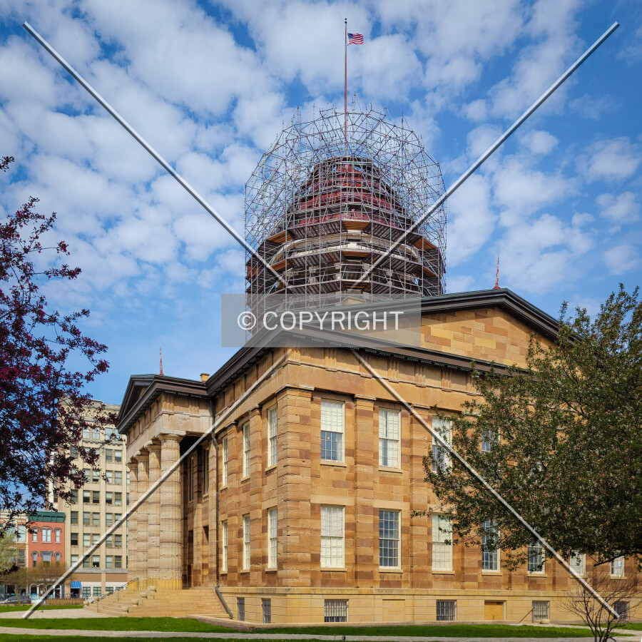 From the southeast during restoration; April 23, 2022