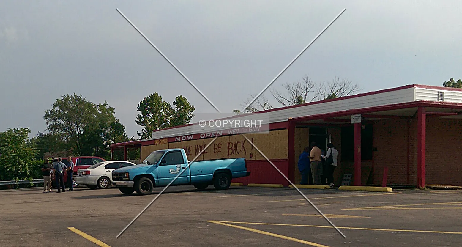 View from the southwest after being vandalized; August 19, 2014
