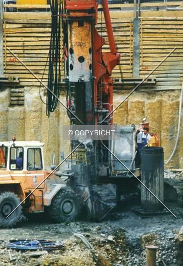 Detail view of work on piles