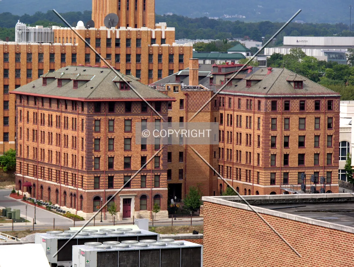 Elevated view from the southwest