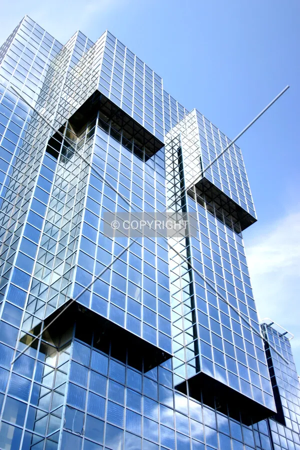 The angular projecting façade