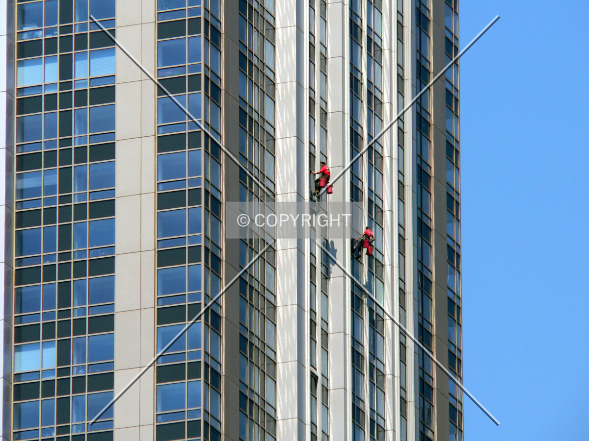 Window washers on the northeast face