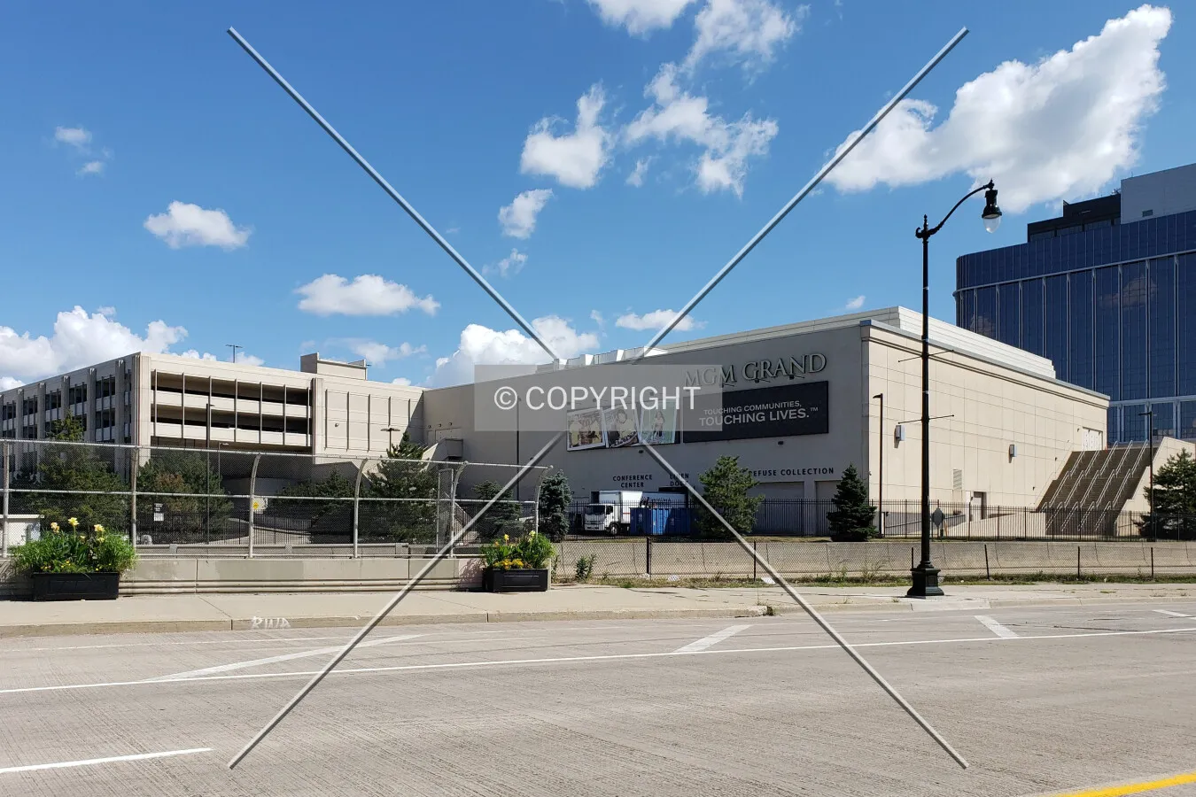 Casino and parking garage from the southwest; August 10, 2019