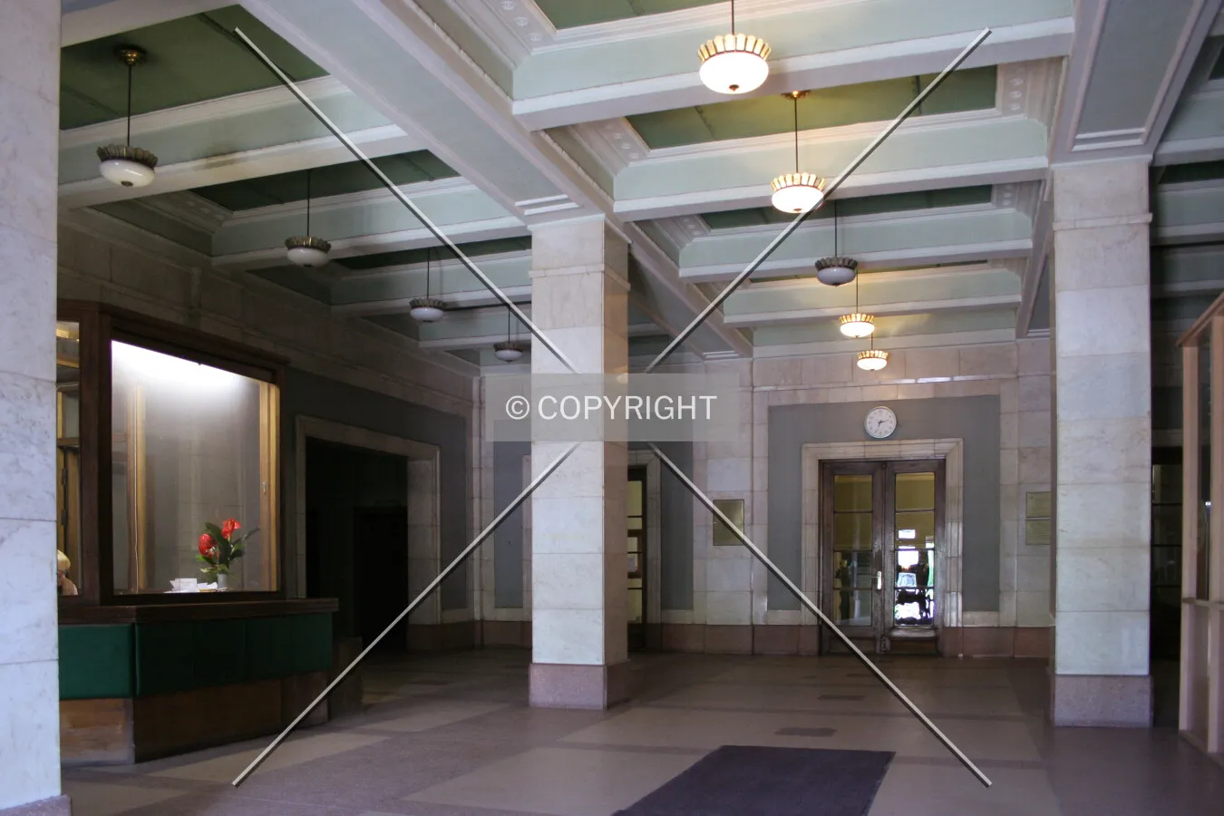 Looking into the lobby