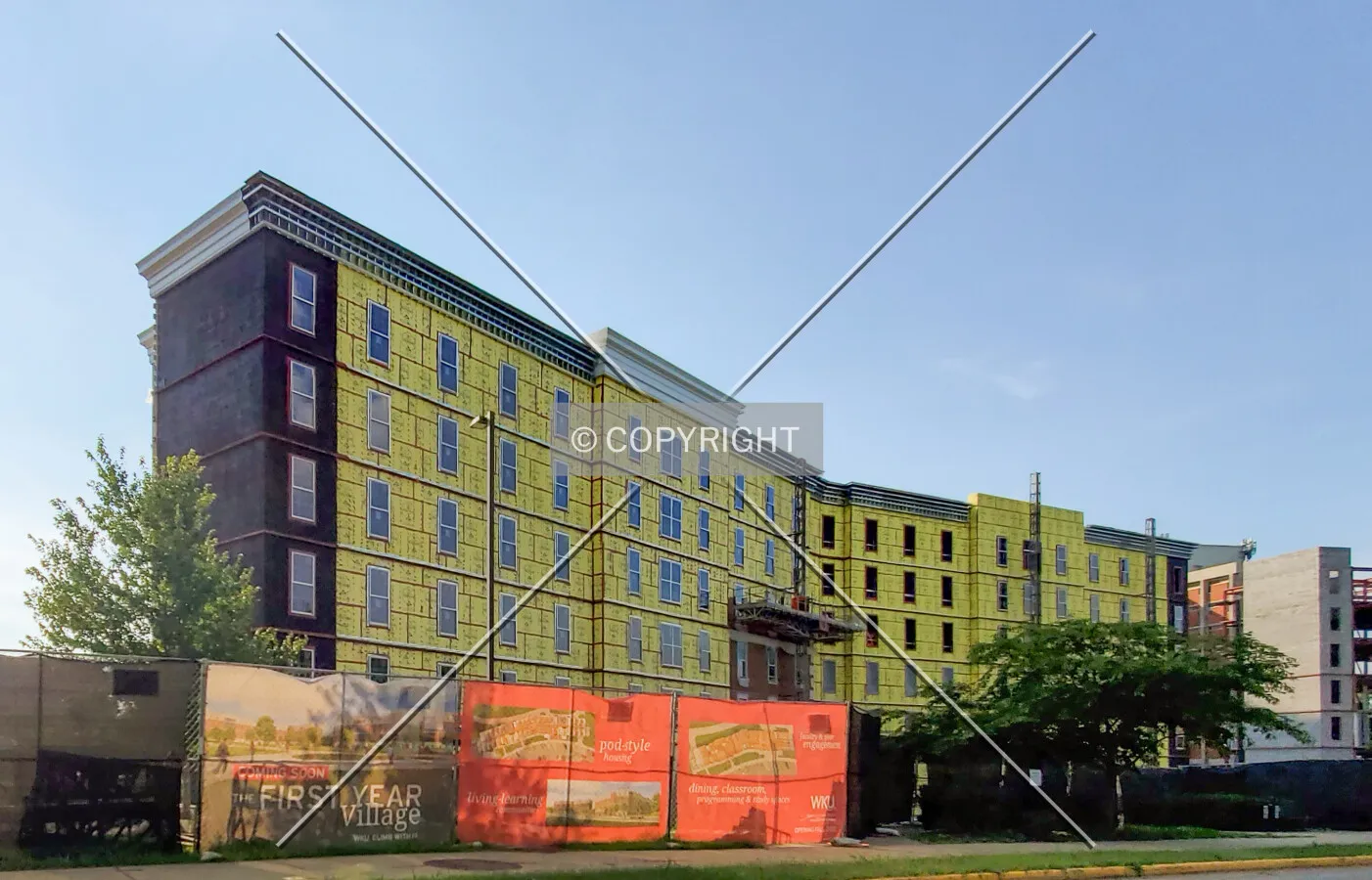 From the southeast during construction; July 3, 2020