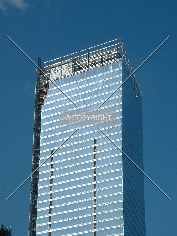 View of the south facade at top of building