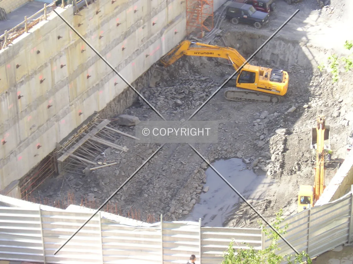 Excavating the construction site