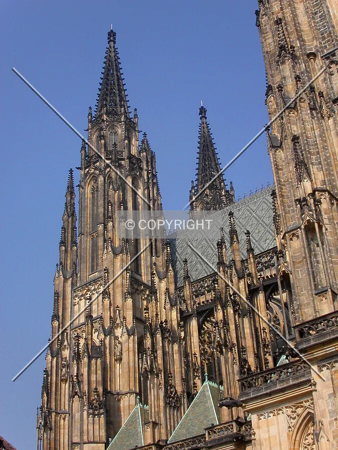 Looking up to the towers of the cathedral