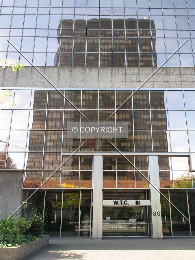 Entrance area, WTCI&II mirrored in the facade