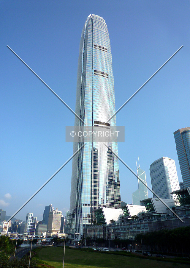 Looking up from Man Kwong Street footbridge