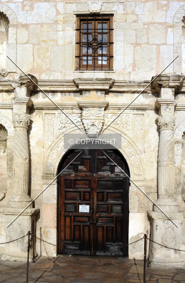 View of main entrance to the mission from the west