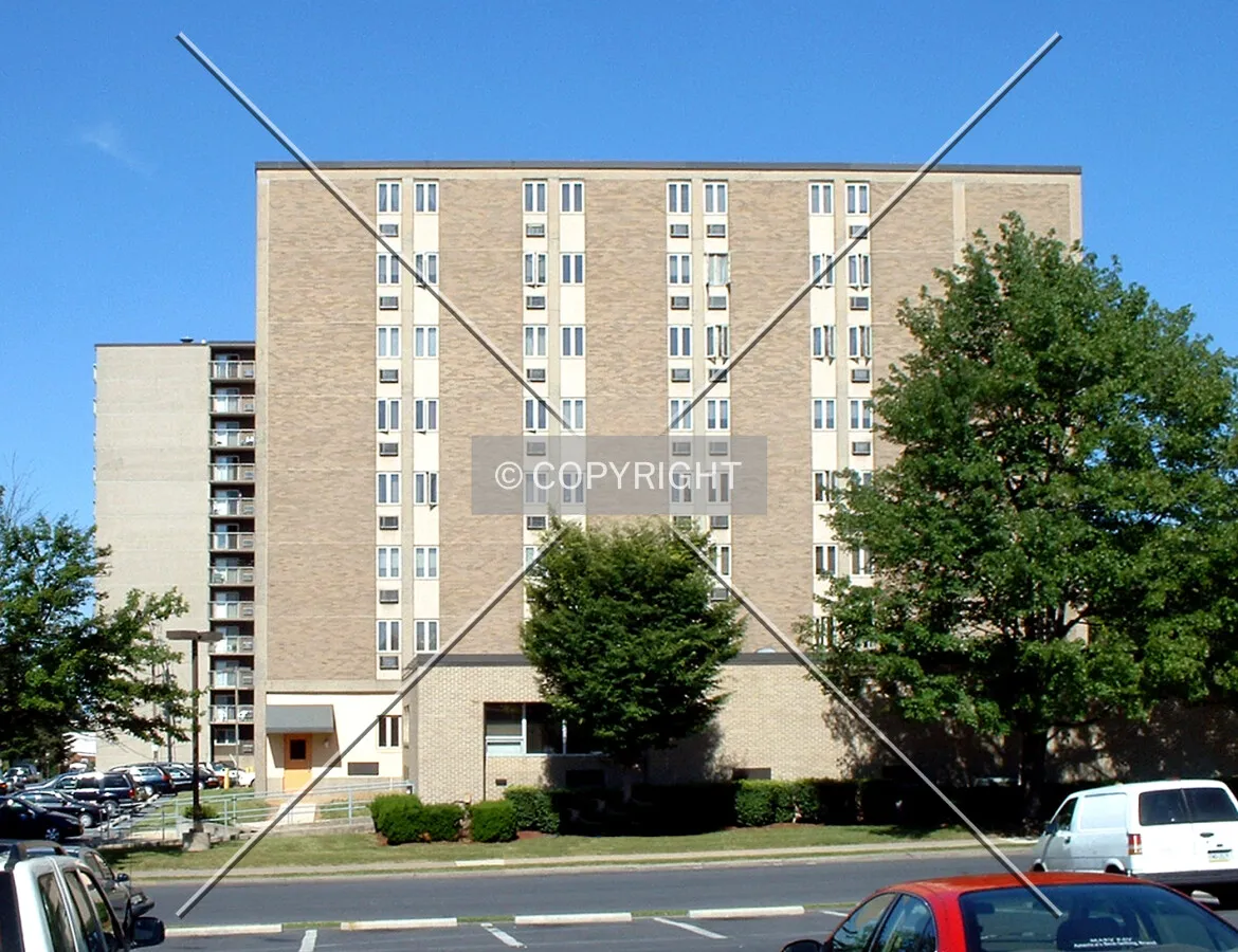 View from the southwest across North 14th Street