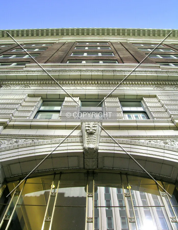 Looking up the north facade from Washington Street