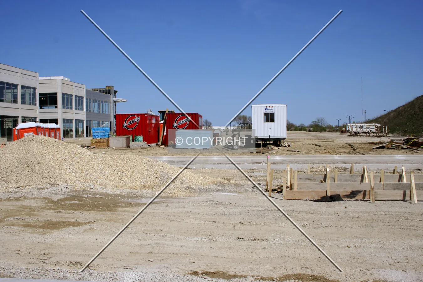 Looking east to the staging area