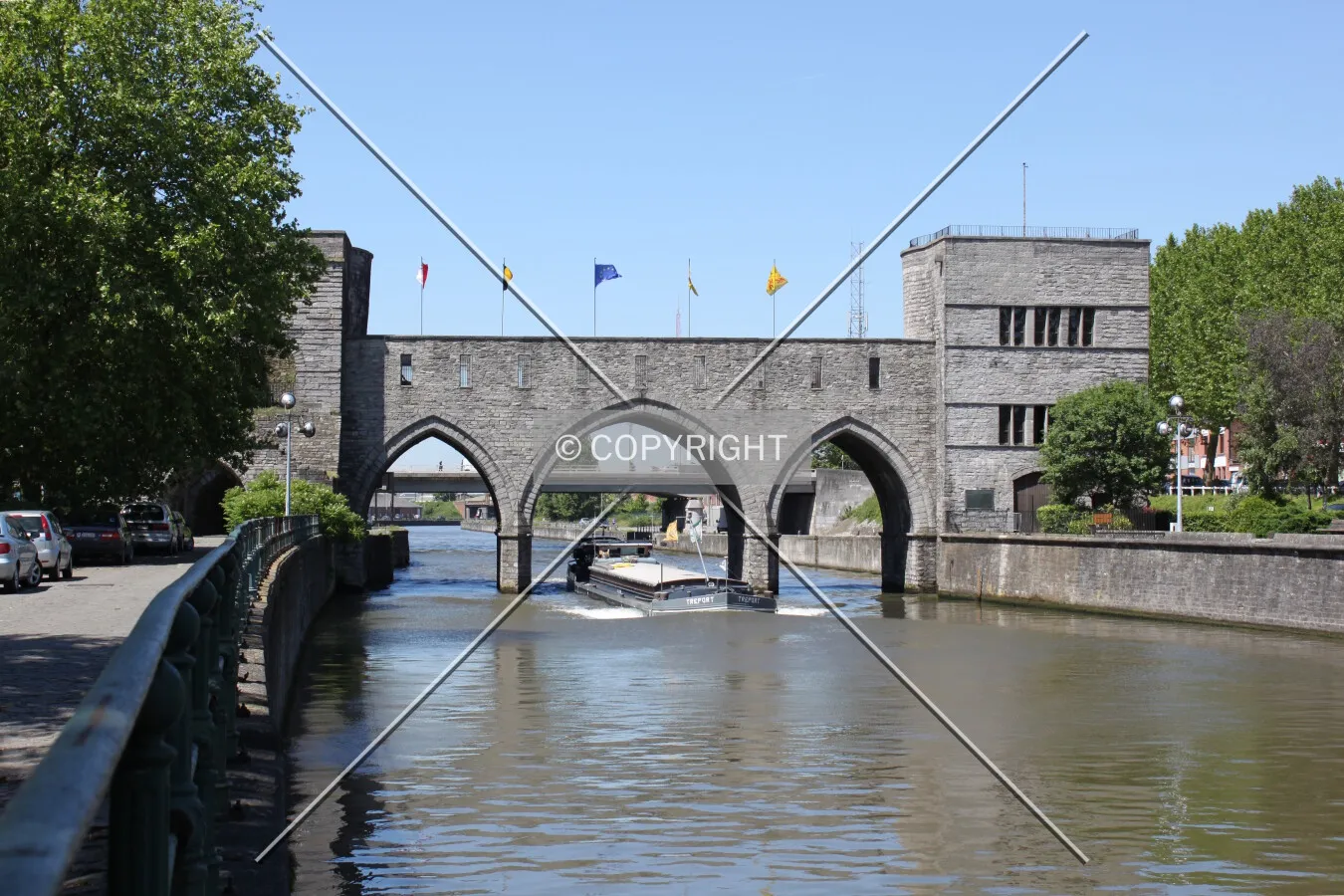 Southeastern view from the western bank of the river Scheldt
