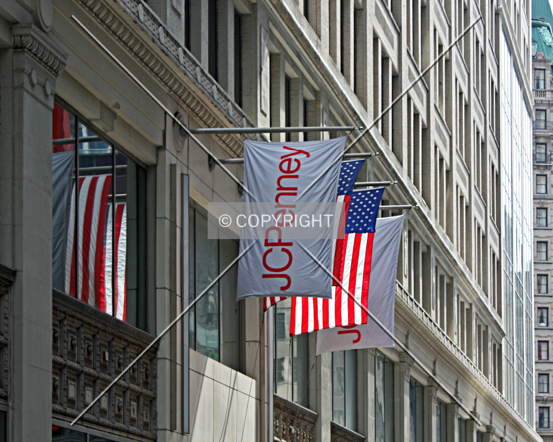 Flags on the south facade; April 25, 2014