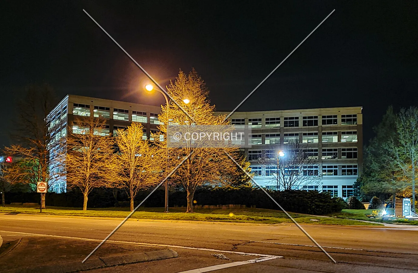 Northwest view at night; March 30, 2020