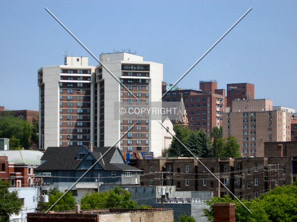 View to the northeast from Old Duluth Central High School, St. Mary's Medical Center on right