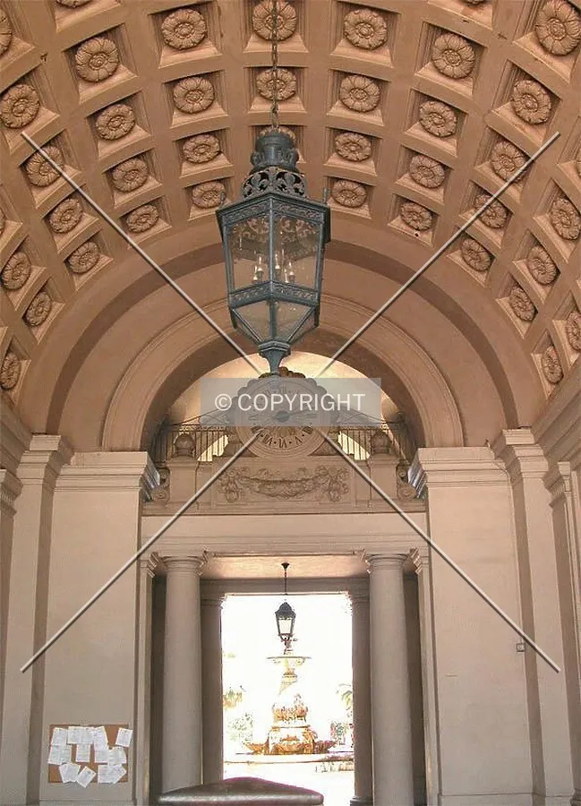 Arching ceiling and light fixture in main entryway