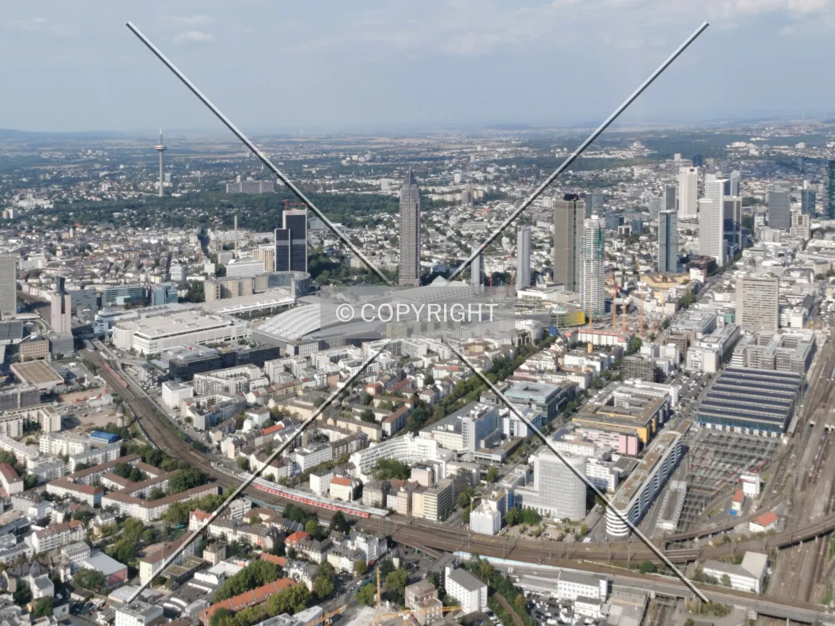 Flight with a helicopter over Frankfurt