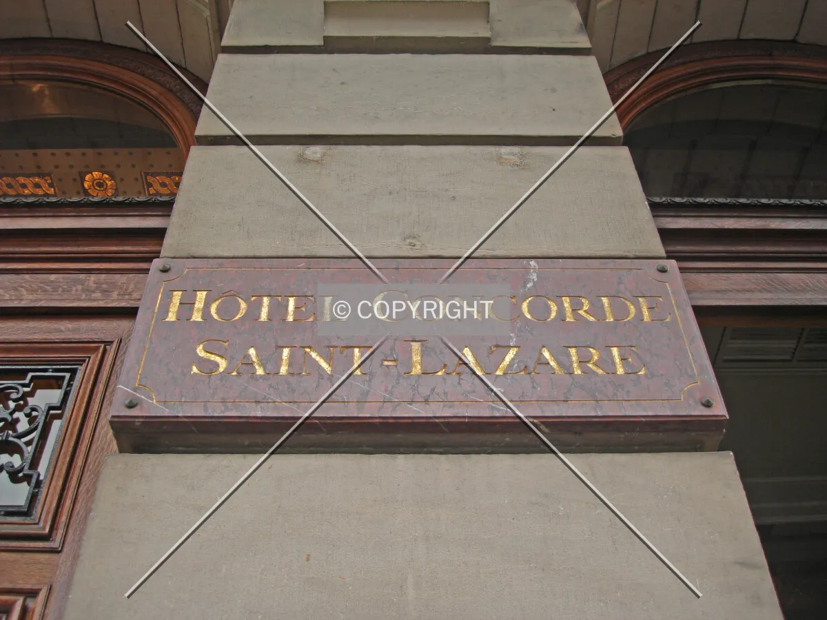 Hotel sign of the Hotel Concorde Saint-Lazare in Paris