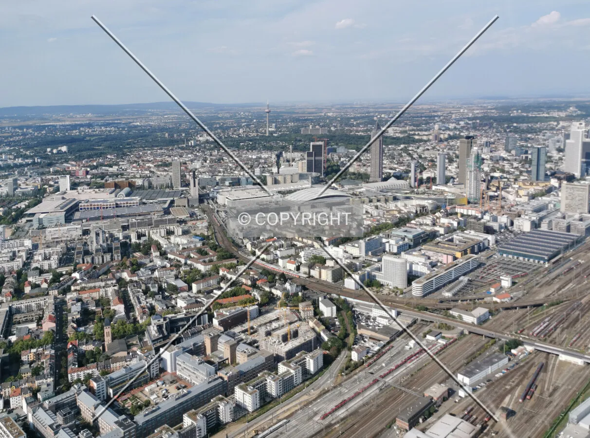 Flight with a helicopter over Frankfurt
