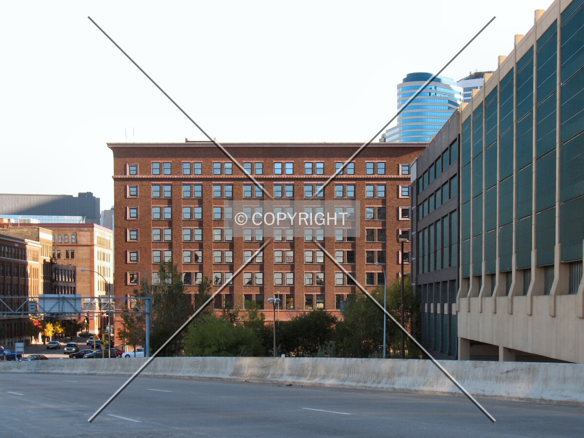 Northwest facade from across the 3rd Street North entrance to Interstate 94 West