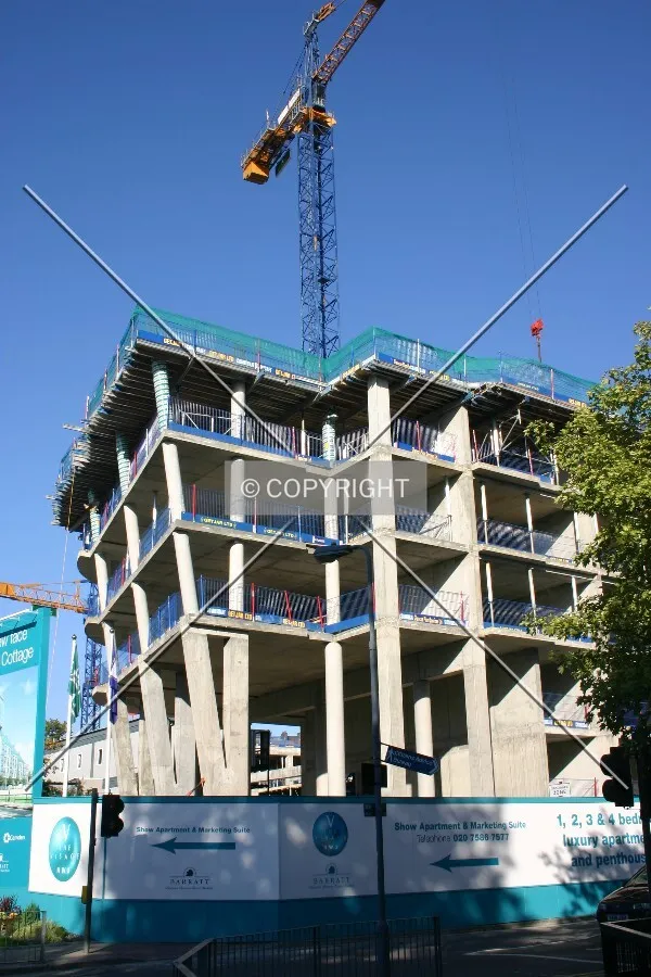 View of the emerging slanted frontage from Winchester Road