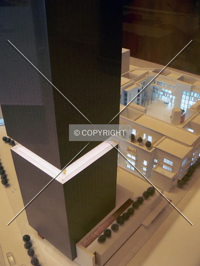 View down to the base of the model