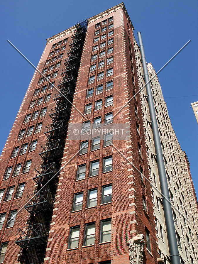 Looking up the southwest corner