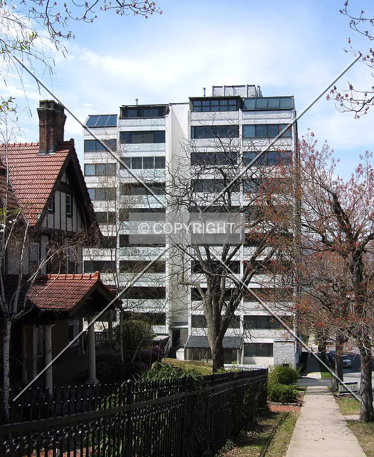 View from the southeast along Olive Street